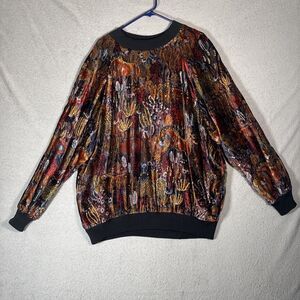 VNTG Judith Ann Creations Sweater Women’s Size 2X Lined Rayon Artsy Horse Farm‎